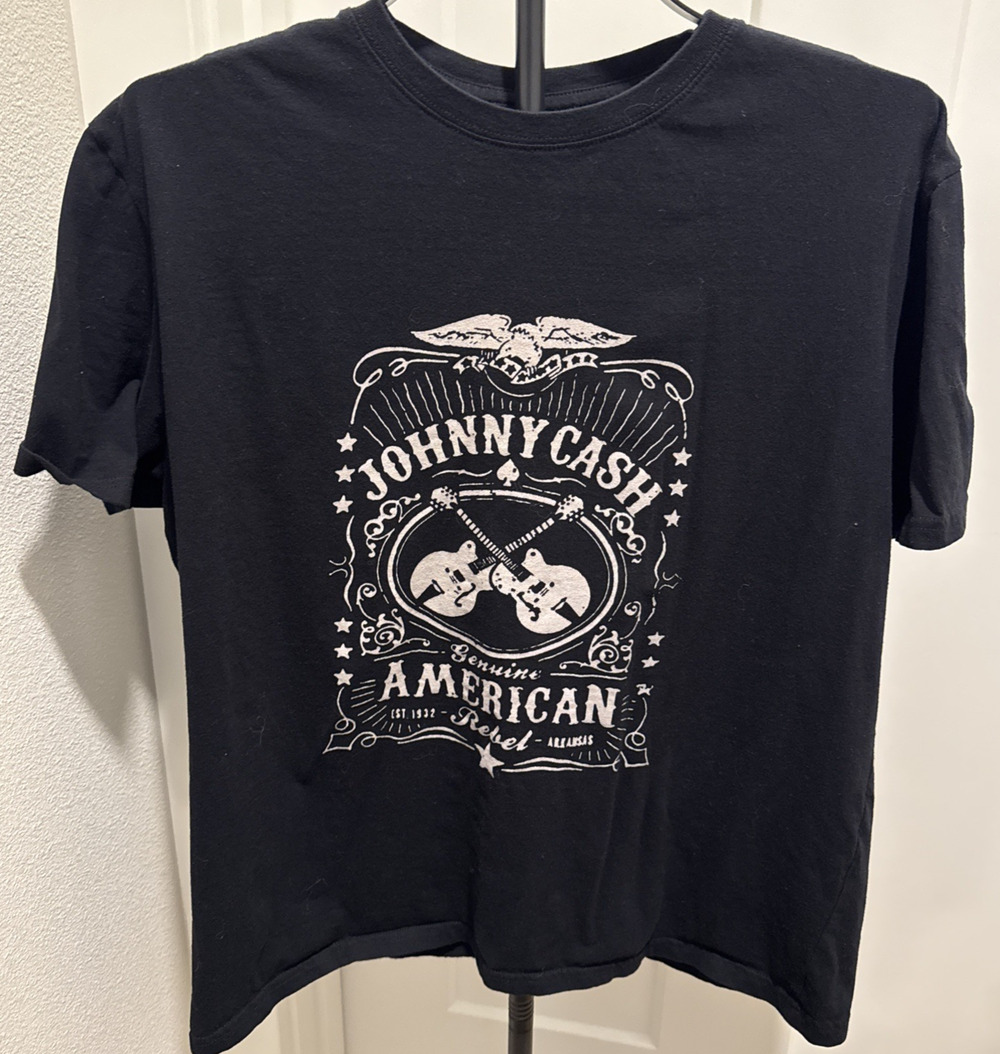 Johnny Cash Y2K Black Retro Style Logo -Size Large - County core - Rockability
